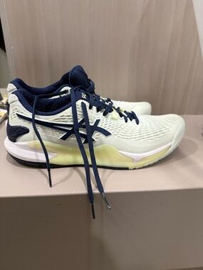 Asics Green and Blue Athletic Sneaker with Cream Accents